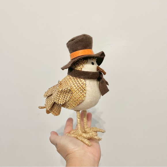 Fall Harvest Fabric Bird Decoration Figure with Top Hat Scarf Target Style Brown - Picture 2 of 7
